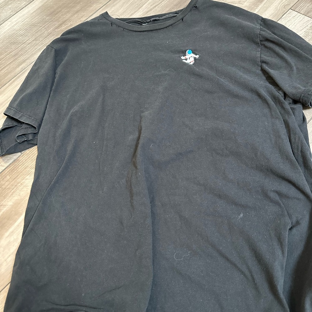 Black T-Shirt with Embroidered Logo